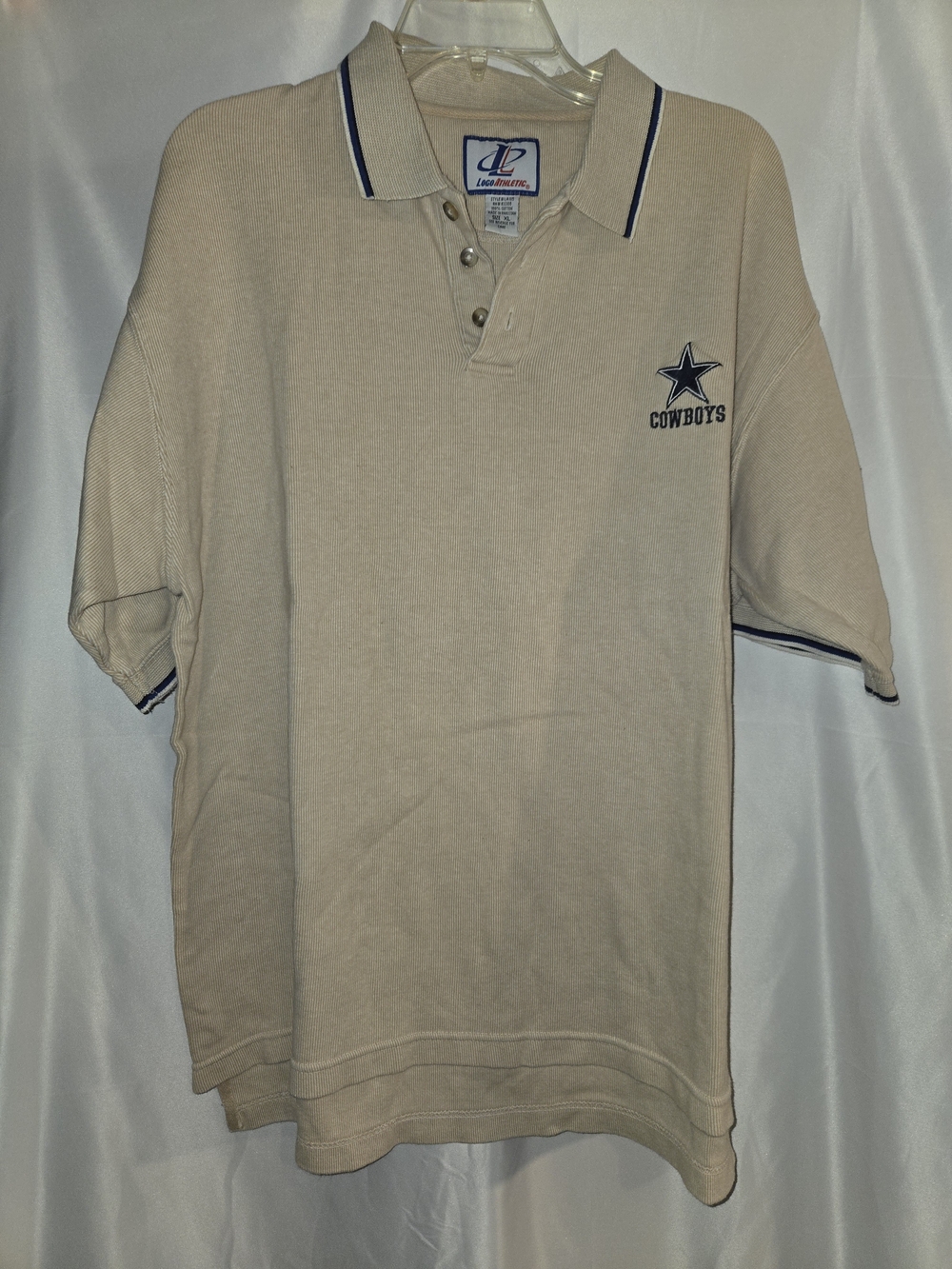 Vtg. Logo Athletic 1990's Dallas Cowboys Men's XL Beige Polo (LOC-32)